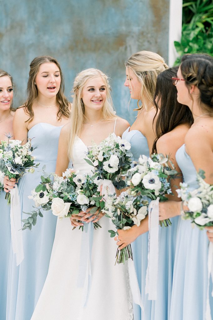 dusty blue bridesmaid dresses | The Temple House Wedding in Miami, South Beach | Shauna Veasey Photography