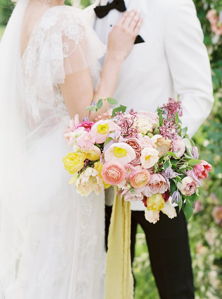 Lilac, pink and yellow wedding bouquet | Nashville Wedding Photographer | Shauna Veasey Photography | Nashville Film Photographer