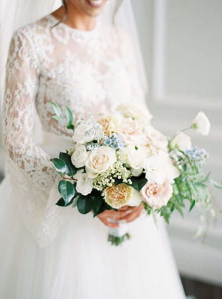 romantic white and pastel wedding bouquet | Atlanta Georgia Wedding at The Georgian Terrace | Shauna Veasey Photography