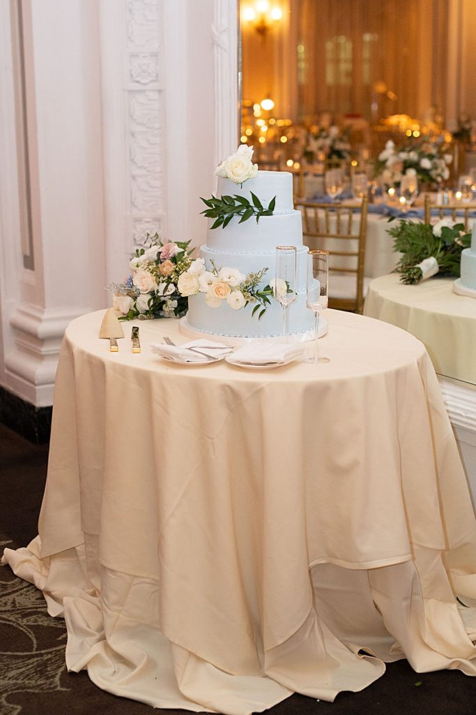 soft blue wedding cake | Atlanta Georgia Wedding at The Georgian Terrace | Shauna Veasey Photography