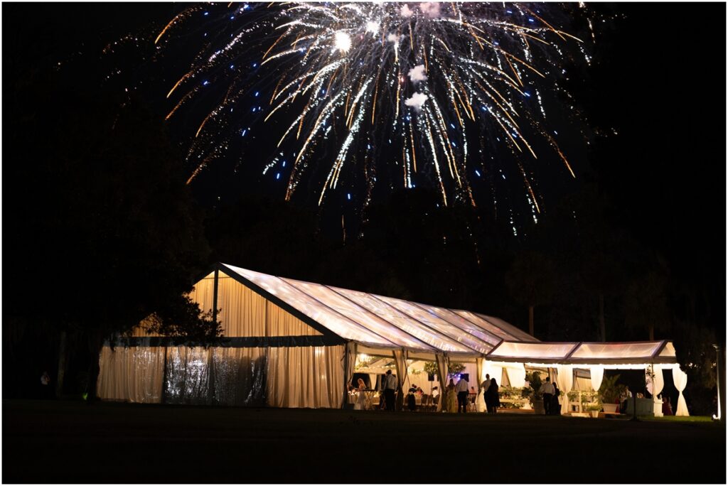 Waterfront fireworks display at Jekyll Island Club Resort wedding