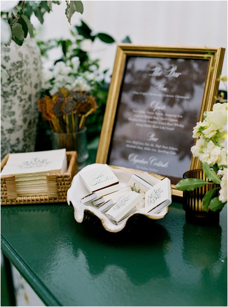 Italian-inspired reception design at Crane Cottage featuring Tuscan tile patterned dance floor.