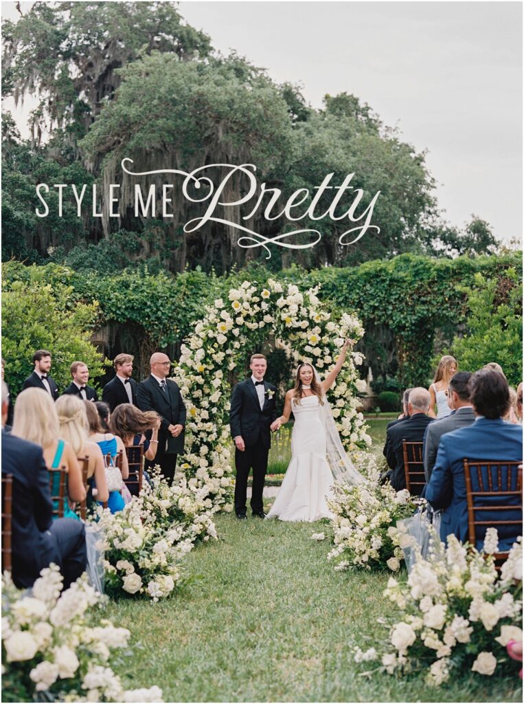 Bride and groom portraits at Crane Cottage on Jekyll Island.