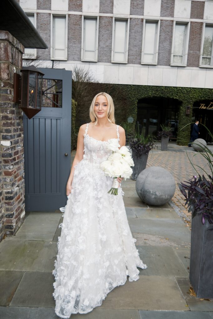 bridal portraits outside of The Dewberry Hotel