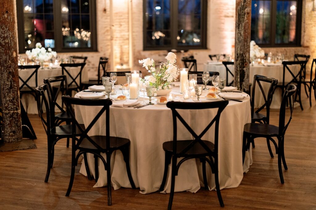 Classic black and white wedding design at The Dewberry