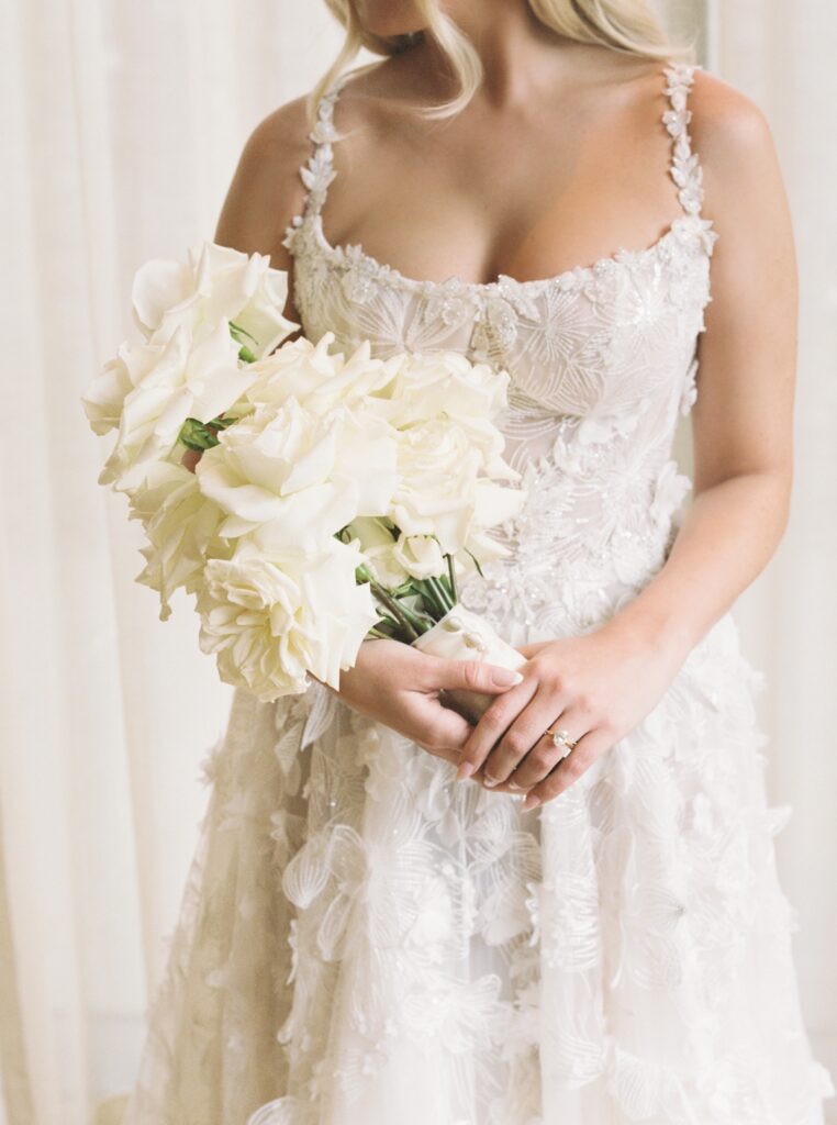 Classic white bridal bouquet with roses