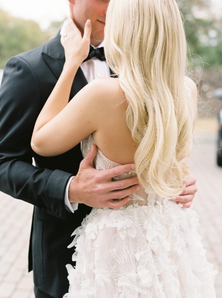 Elegant black tie wedding portraits at The Dewberry hotel