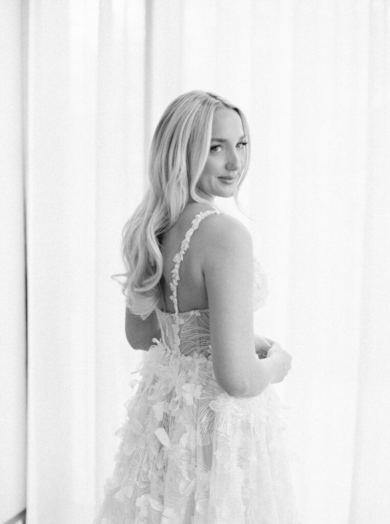 Classic bridal portrait with soft window light at The Dewberry