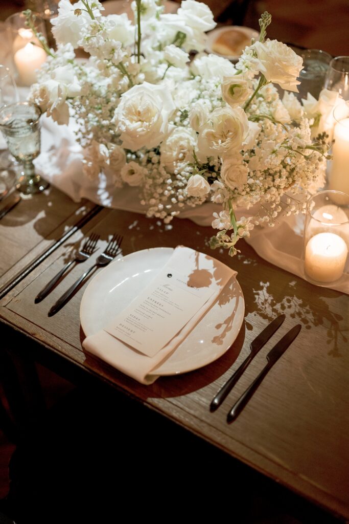 Classic black and white wedding design at The Dewberry