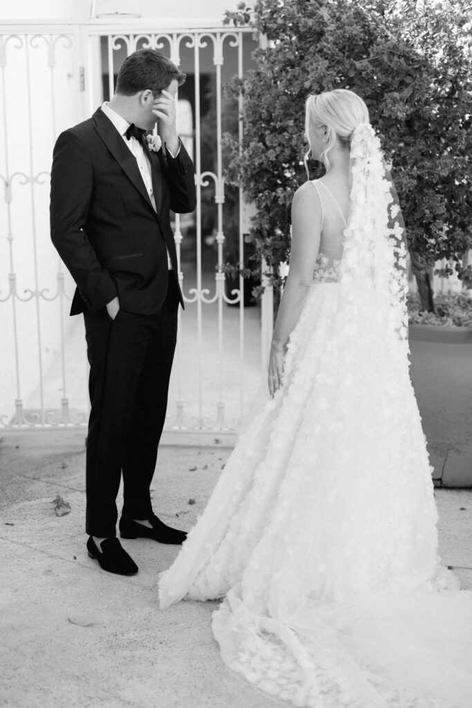 Bride and groom first look at The Colony Hotel